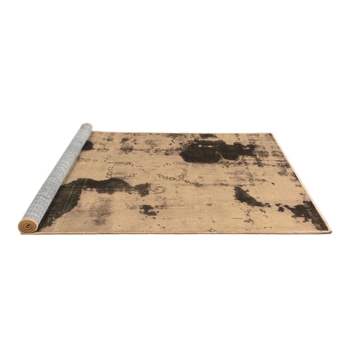 Sideview of Machine Washable Abstract Brown Modern Rug, wshabs1044brn