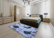 Machine Washable Abstract Azure Blue Rug in a Bedroom, wshabs1044