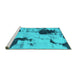 Sideview of Machine Washable Abstract Turquoise Modern Area Rugs, wshabs1044turq
