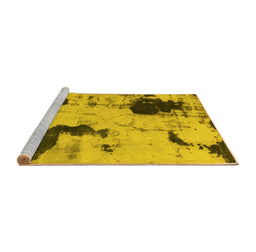 Sideview of Machine Washable Abstract Yellow Modern Rug, wshabs1044yw