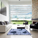 Square Abstract Azure Blue Modern Rug in a Living Room, abs1044