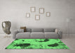 Machine Washable Abstract Emerald Green Modern Area Rugs in a Living Room,, wshabs1044emgrn