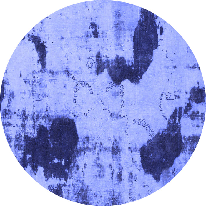 Round Machine Washable Abstract Blue Modern Rug, wshabs1044blu