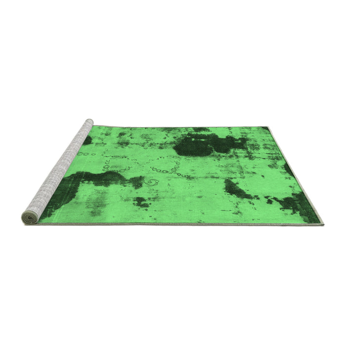 Sideview of Machine Washable Abstract Emerald Green Modern Area Rugs, wshabs1044emgrn