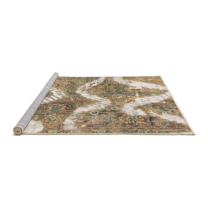 Sideview of Machine Washable Abstract Brown Rug, wshabs1045