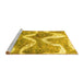 Sideview of Machine Washable Abstract Yellow Modern Rug, wshabs1045yw