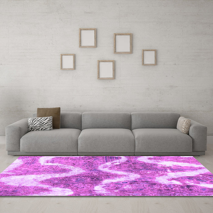 Machine Washable Abstract Purple Modern Area Rugs in a Living Room, wshabs1045pur