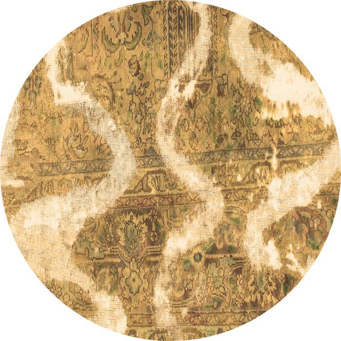 Round Abstract Brown Modern Rug, abs1045brn