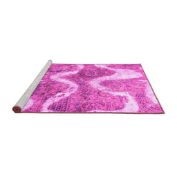 Sideview of Machine Washable Abstract Pink Modern Rug, wshabs1045pnk