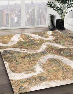 Machine Washable Abstract Brown Rug in a Family Room, wshabs1045