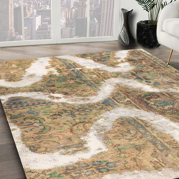 Machine Washable Abstract Brown Rug in a Family Room, wshabs1045