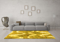 Machine Washable Abstract Yellow Modern Rug, wshabs1045yw