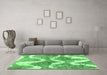 Machine Washable Abstract Emerald Green Modern Area Rugs in a Living Room,, wshabs1045emgrn