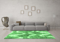 Machine Washable Abstract Emerald Green Modern Rug, wshabs1045emgrn