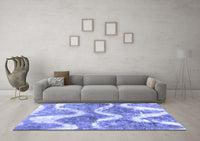 Machine Washable Abstract Blue Modern Rug, wshabs1045blu