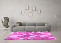 Machine Washable Abstract Pink Modern Rug, wshabs1045pnk