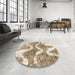 Round Machine Washable Abstract Brown Rug in a Office, wshabs1045