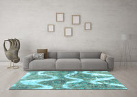 Machine Washable Abstract Light Blue Modern Rug, wshabs1045lblu