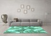 Machine Washable Abstract Turquoise Modern Area Rugs in a Living Room,, wshabs1045turq