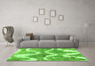 Machine Washable Abstract Green Modern Area Rugs in a Living Room,, wshabs1045grn