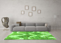 Machine Washable Abstract Green Modern Rug, wshabs1045grn