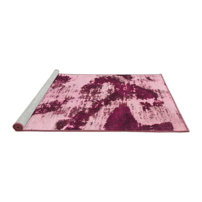 Sideview of Machine Washable Abstract Bright Maroon Red Rug, wshabs1046