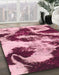 Abstract Bright Maroon Red Modern Rug in Family Room, abs1046