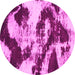 Round Machine Washable Abstract Pink Modern Rug, wshabs1046pnk
