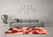 Machine Washable Abstract Orange Modern Area Rugs in a Living Room, wshabs1046org
