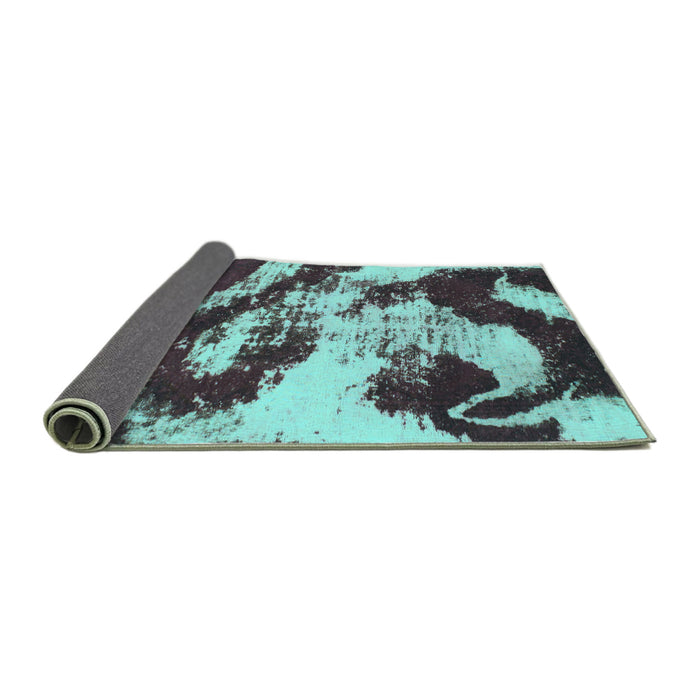 Sideview of Abstract Turquoise Modern Rug, abs1046turq