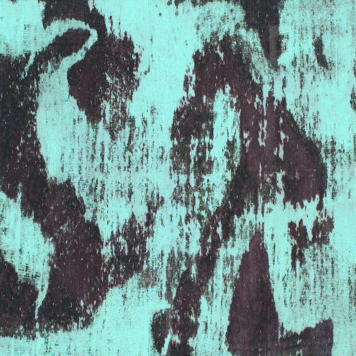 Square Machine Washable Abstract Turquoise Modern Area Rugs, wshabs1046turq