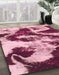 Machine Washable Abstract Bright Maroon Red Rug in a Family Room, wshabs1046