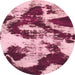 Round Machine Washable Abstract Bright Maroon Red Rug, wshabs1046