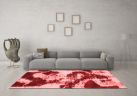 Machine Washable Abstract Red Modern Rug, wshabs1046red
