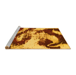 Sideview of Machine Washable Abstract Yellow Modern Rug, wshabs1046yw
