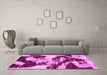 Machine Washable Abstract Pink Modern Rug in a Living Room, wshabs1046pnk