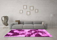 Machine Washable Abstract Pink Modern Rug, wshabs1046pnk