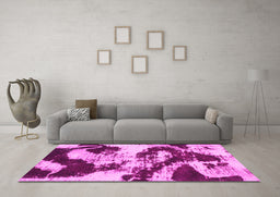 Machine Washable Abstract Pink Modern Rug in a Living Room, wshabs1046pnk