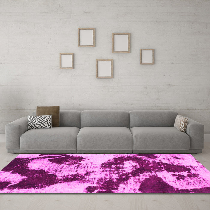 Machine Washable Abstract Pink Modern Rug in a Living Room, wshabs1046pnk