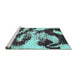 Sideview of Machine Washable Abstract Turquoise Modern Area Rugs, wshabs1046turq