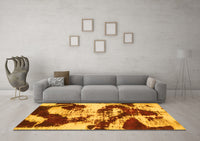 Machine Washable Abstract Yellow Modern Rug, wshabs1046yw