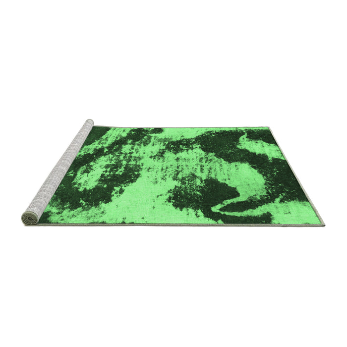 Sideview of Machine Washable Abstract Emerald Green Modern Area Rugs, wshabs1046emgrn