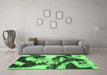 Machine Washable Abstract Emerald Green Modern Area Rugs in a Living Room,, wshabs1046emgrn