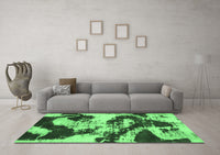 Machine Washable Abstract Emerald Green Modern Rug, wshabs1046emgrn