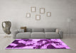 Machine Washable Abstract Purple Modern Area Rugs in a Living Room, wshabs1046pur