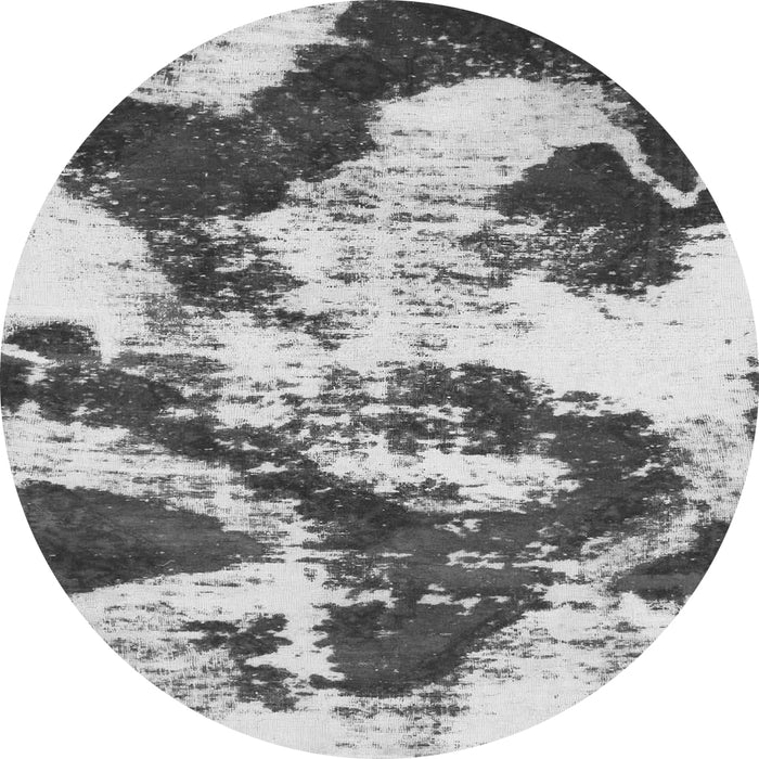 Round Machine Washable Abstract Gray Modern Rug, wshabs1046gry