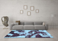 Machine Washable Abstract Light Blue Modern Rug, wshabs1046lblu