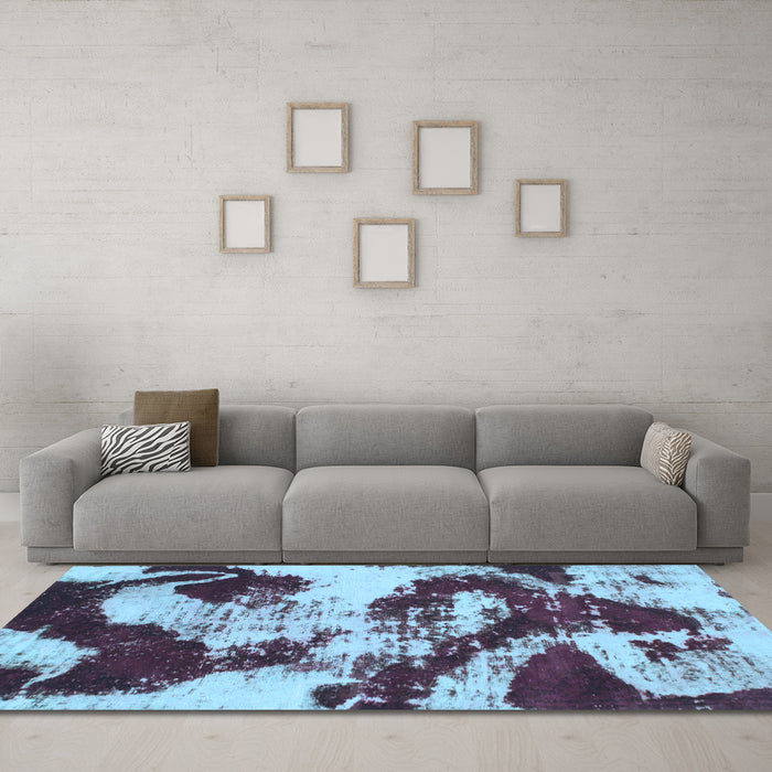 Machine Washable Abstract Light Blue Modern Rug in a Living Room, wshabs1046lblu