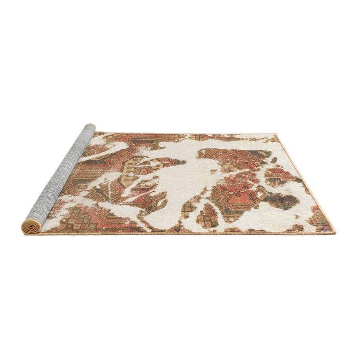 Sideview of Machine Washable Abstract Bisque Beige Rug, wshabs1047