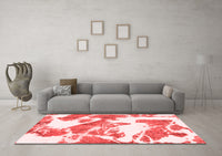 Machine Washable Abstract Red Modern Rug, wshabs1047red